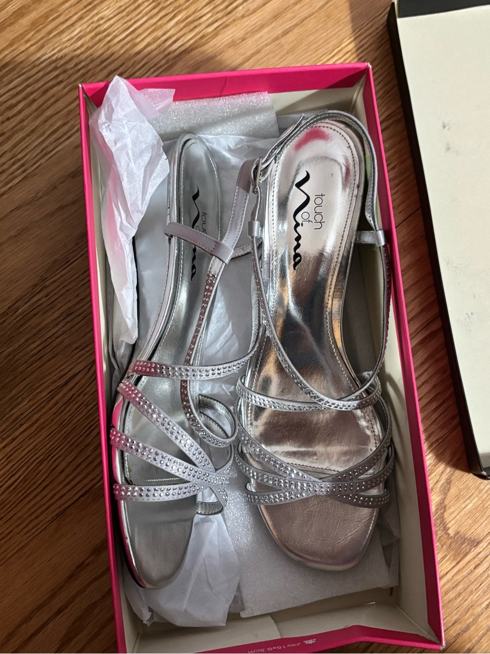 Touch of Nina Silver Crystal-Strap Dress Sandals